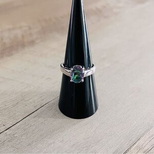 Mystic Topaz Oval Stone Fashion Ring
